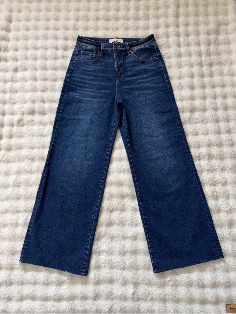 NEW Risen Jeans High-Waist Raw Hem Wide-Leg Tummy Control Denim Jeans Size 27 - Picture 2 of 14